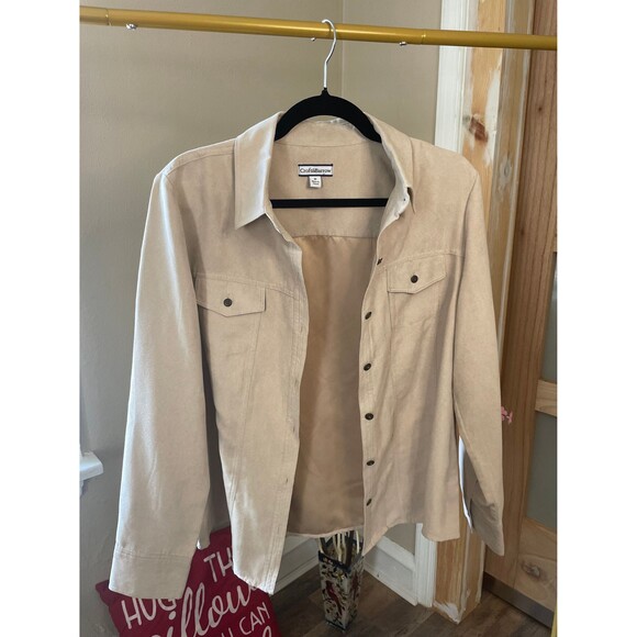Croft & Barrow Woman Botton Down Shirt, Soft Suede Feel Collared Medium - Picture 5 of 8